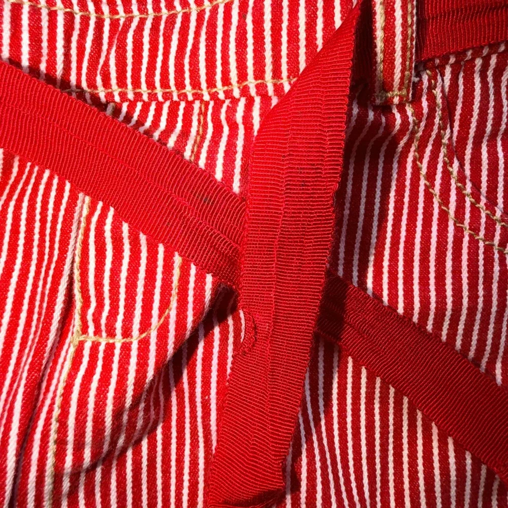 Vintage OshKosh B'gosh Kids Red White Hickory Stripe Overall Dress Jumper 24 M